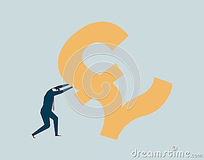 Business people difficultly recommend the pound currency symbol, economic pressure and debt Vector Illustration